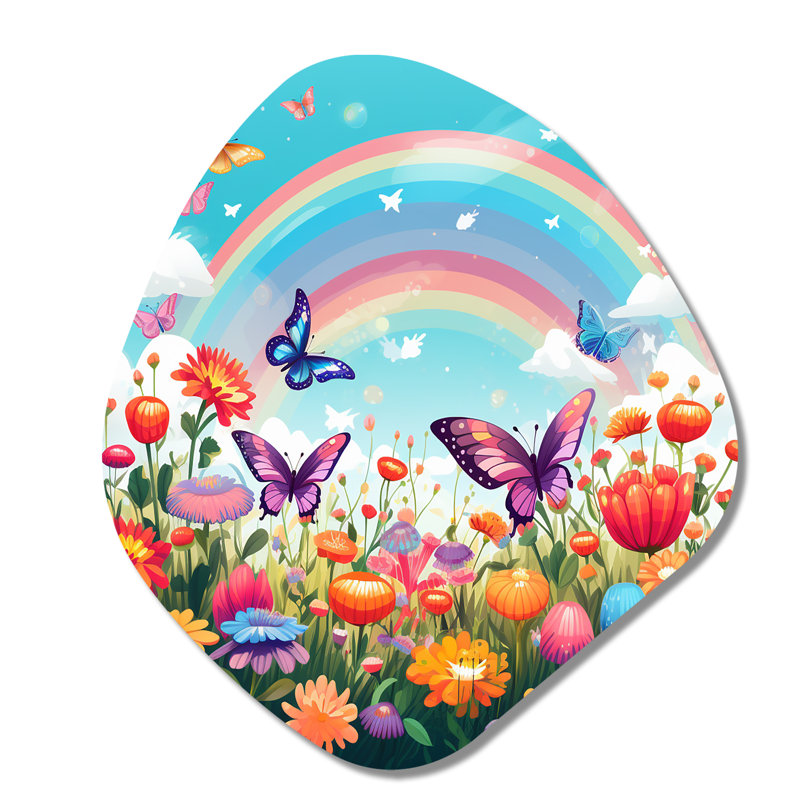 Evelina - animaux, forme de nébuleuse papillon, art mural asymétrique en métal, H 35 po x l 31 po
