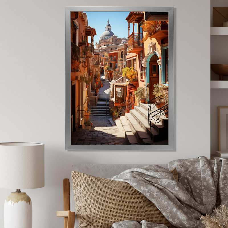 Espagne, aperçu de Tolède - art mural de salon urbain, H 40 po x l 30 po x P 1,5 po, Cadre photo argenté