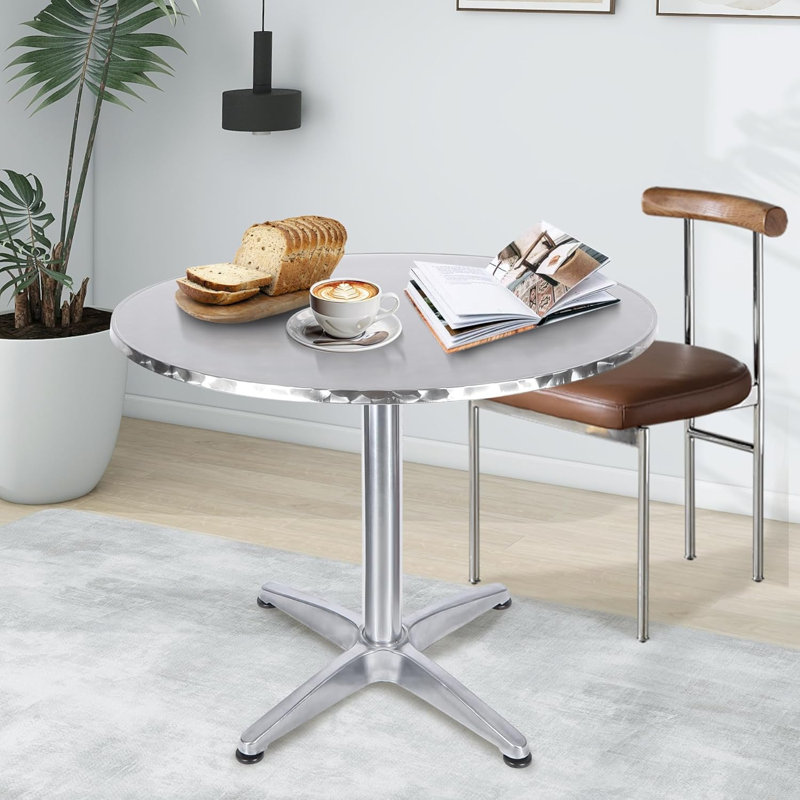 Folding Round Cocktail Table with Flip Top & Adjustable Height for Events