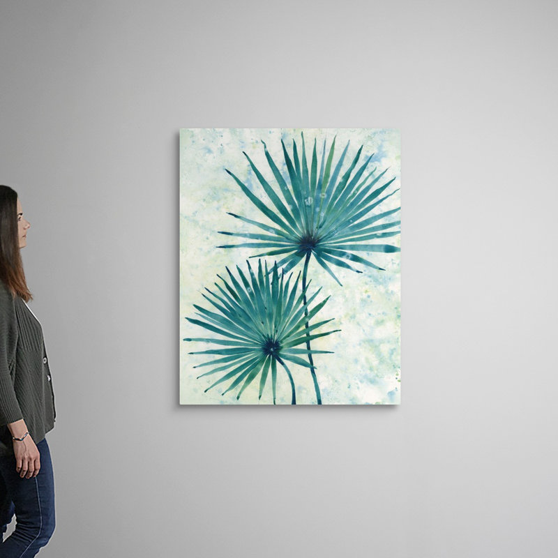 «Palm Leaves II», art mural sur toile, H 45 po x l 36 po, Toile tendue