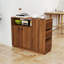 Buffet de cuisine compact avec 2 portes coulissantes en verre, 3 tiroirs et 1 tablette de présentation, idéal pour le rangement organisé et la décoration moderne