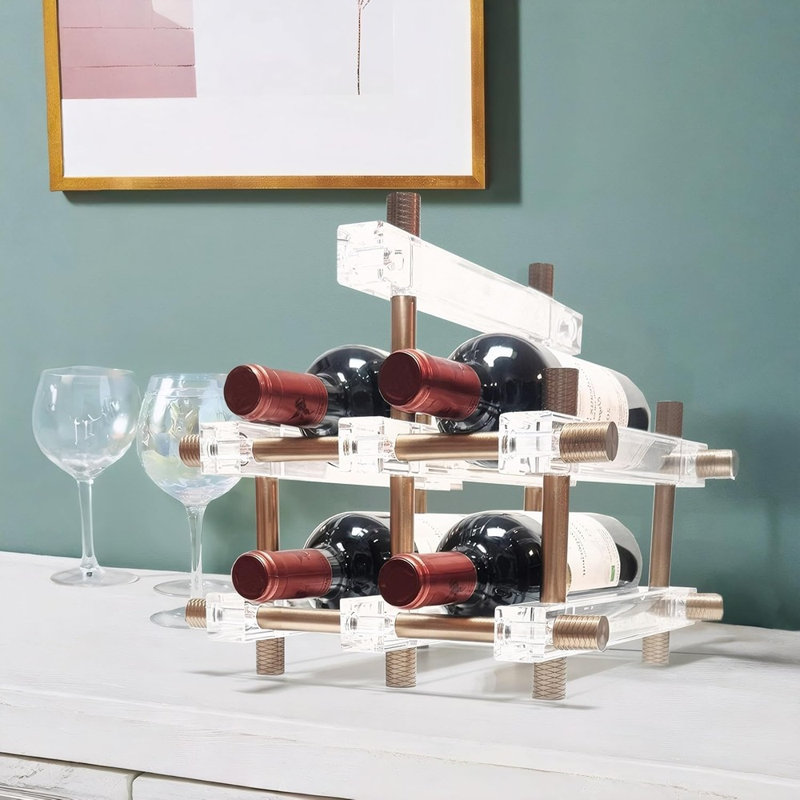 Countertop Wine Bottle Holder, Bar Liquor Display Rack, Kitchen Storage Organizer