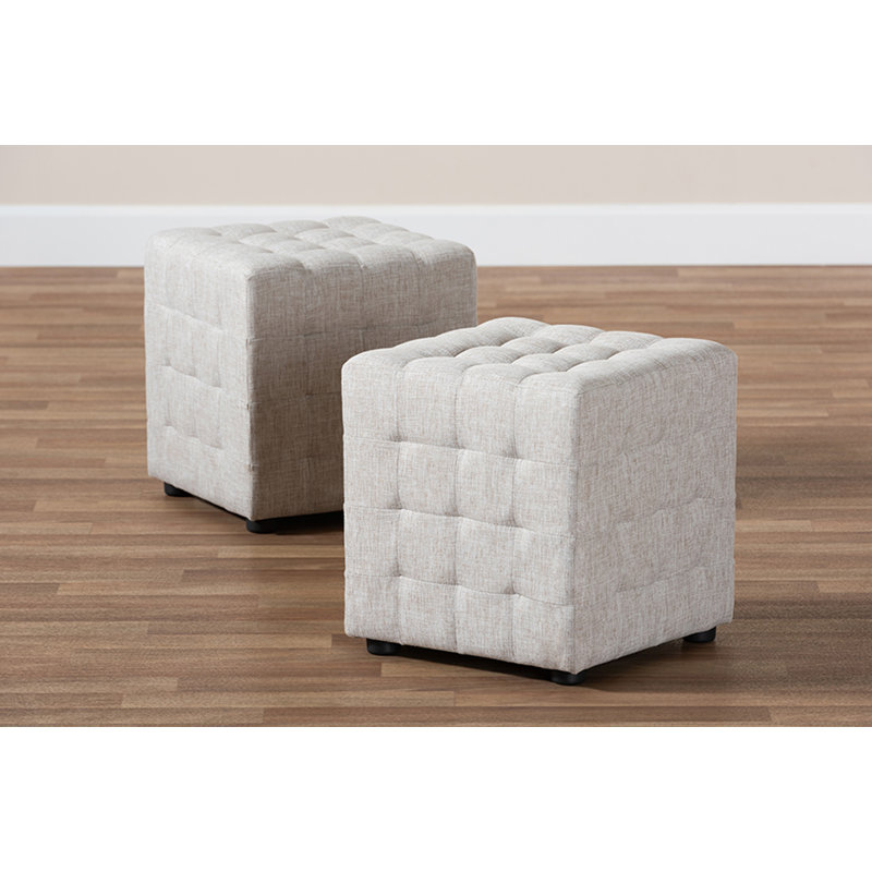 Repose-pieds cubique 14 po Burna, Beige