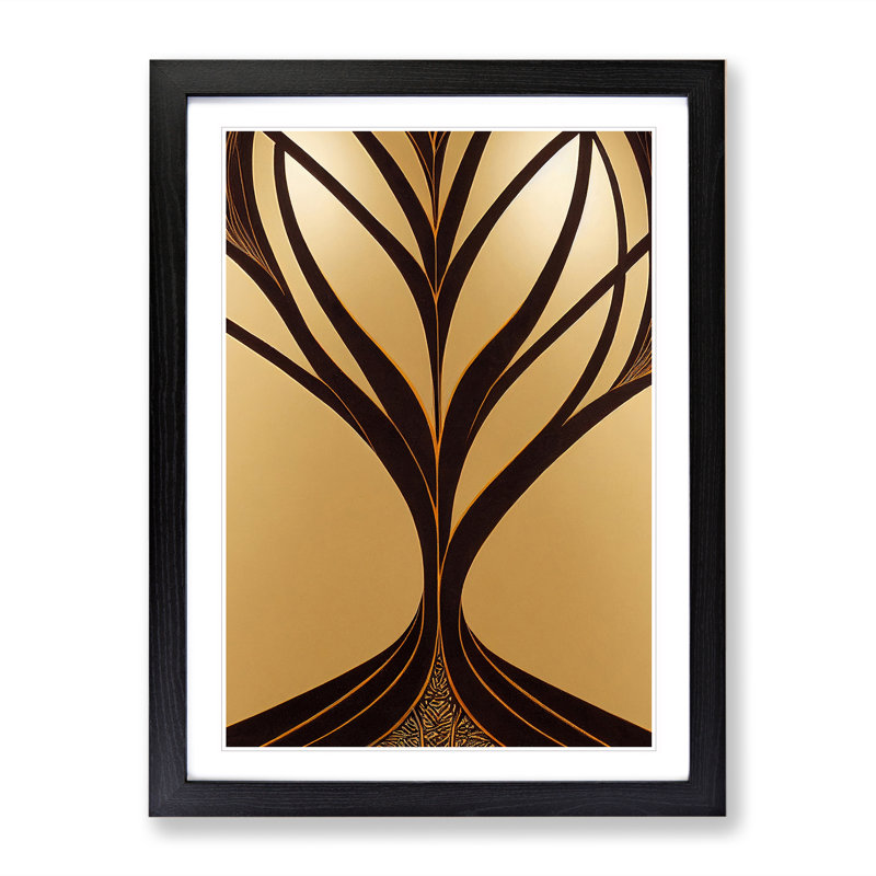 Art Nouveau Tree No.6 - Single Picture Frame Print, Black Framed, 64cm H x 46cm W x 2cm D