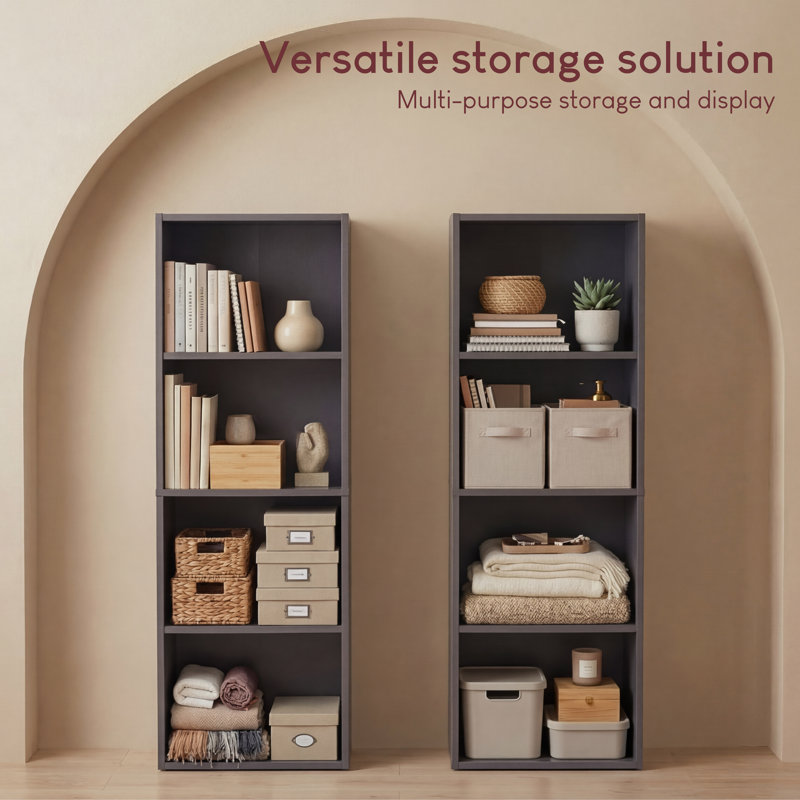 Gerardi 32cm W Standard Bookcase, 106 cm H x 32 cm W, Grey