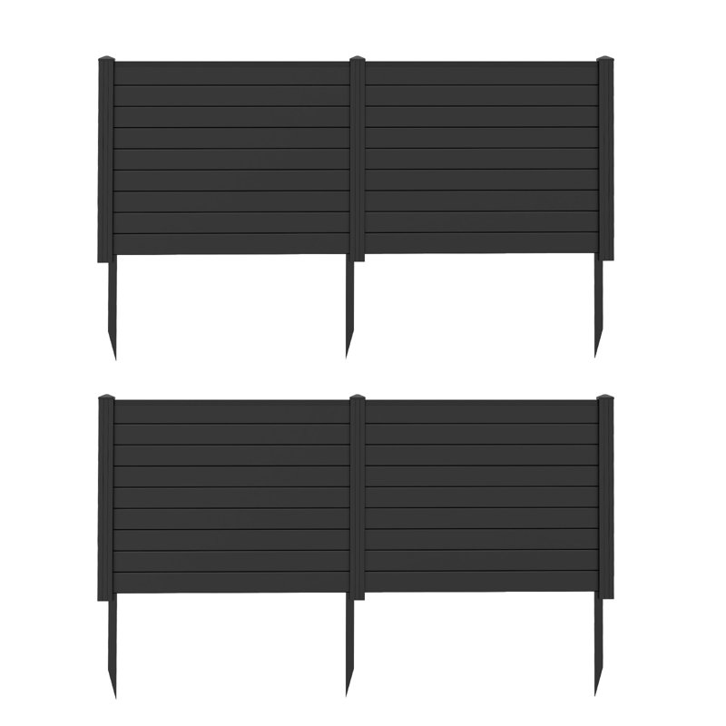 2PCS Clôture de poubelle décorative pour climatiseur avec équipement de piscine à piquets, Noir