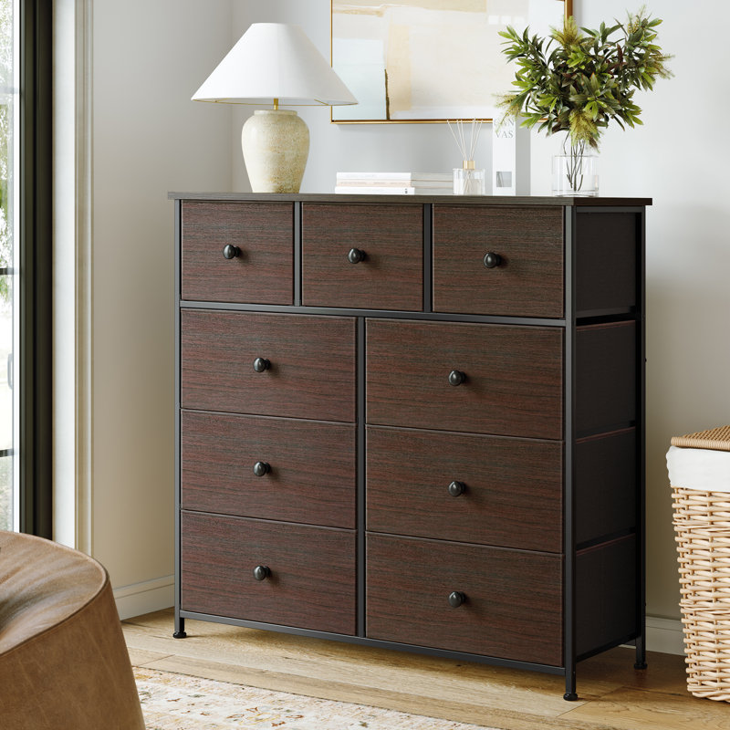 Ojaswi 9 Drawer 99.1Cm W Chest, Black/Brown