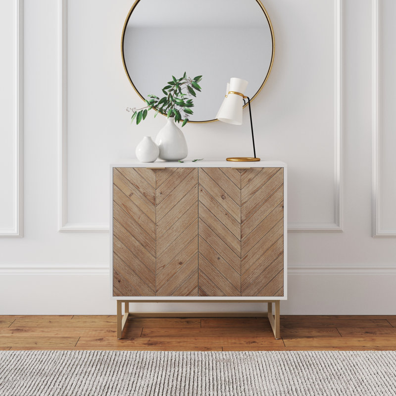 Steel 2 - Door Accent Cabinet, White/Gold