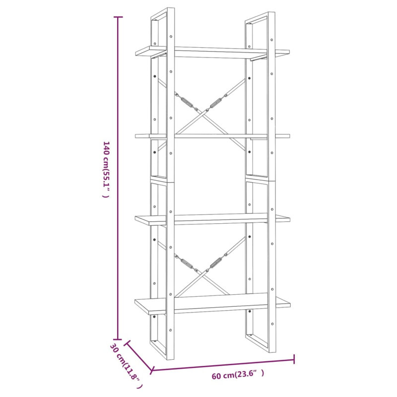 Book Cabinet Engineered Wood And Metal Medium, Grey