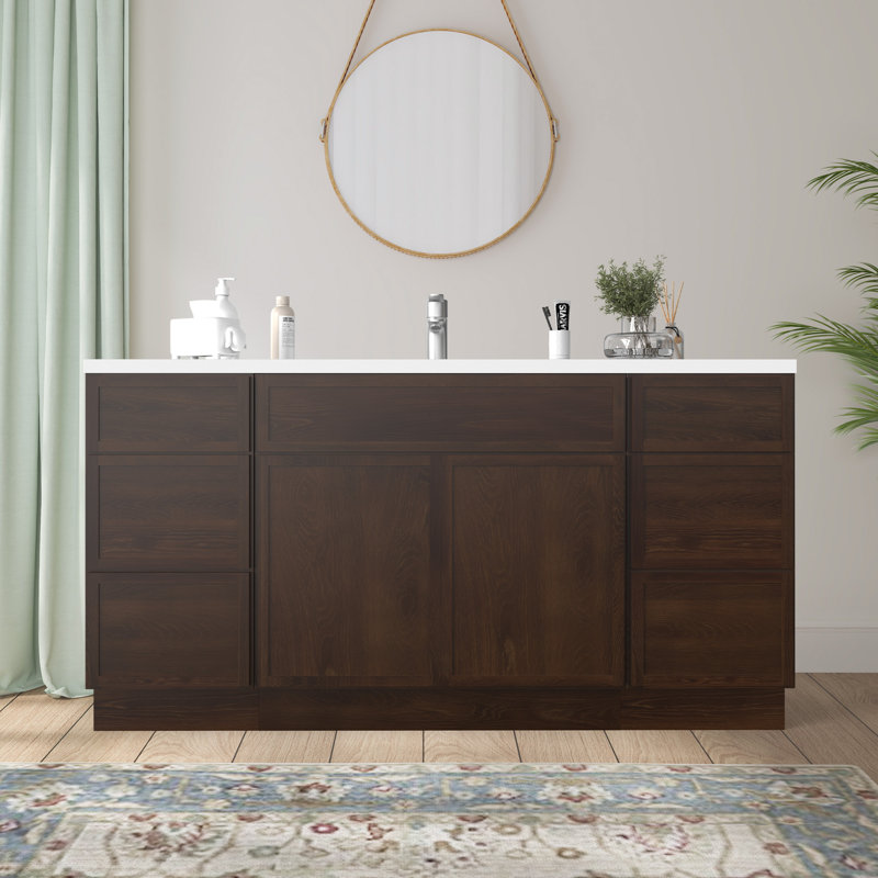 60'' Single Bathroom Vanity Base Only, Brown