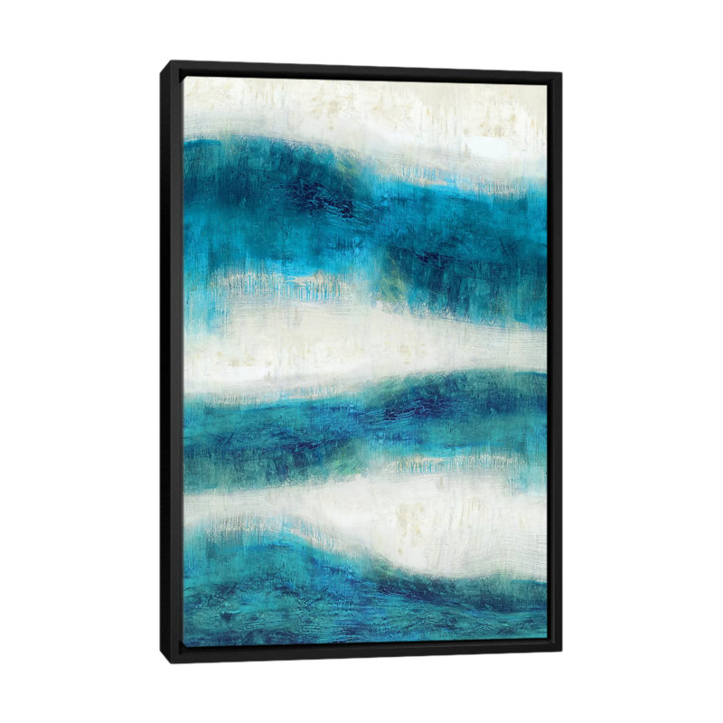 «Emerge in Aqua» non disponible sur toile, H 26 po x l 18 po x P 1,5 po, Toile avec cadre noir, Pas de tapis