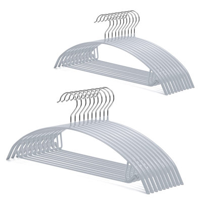 Non Slip PVC Coating Sweater Hangers,Dress Suit Coat Hangers,Shoulder Bump Free Golf T Shirts Clothes Hangers (Silvery Grey Color/20 Pack)