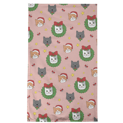 Serviette de thé à chats fêtes