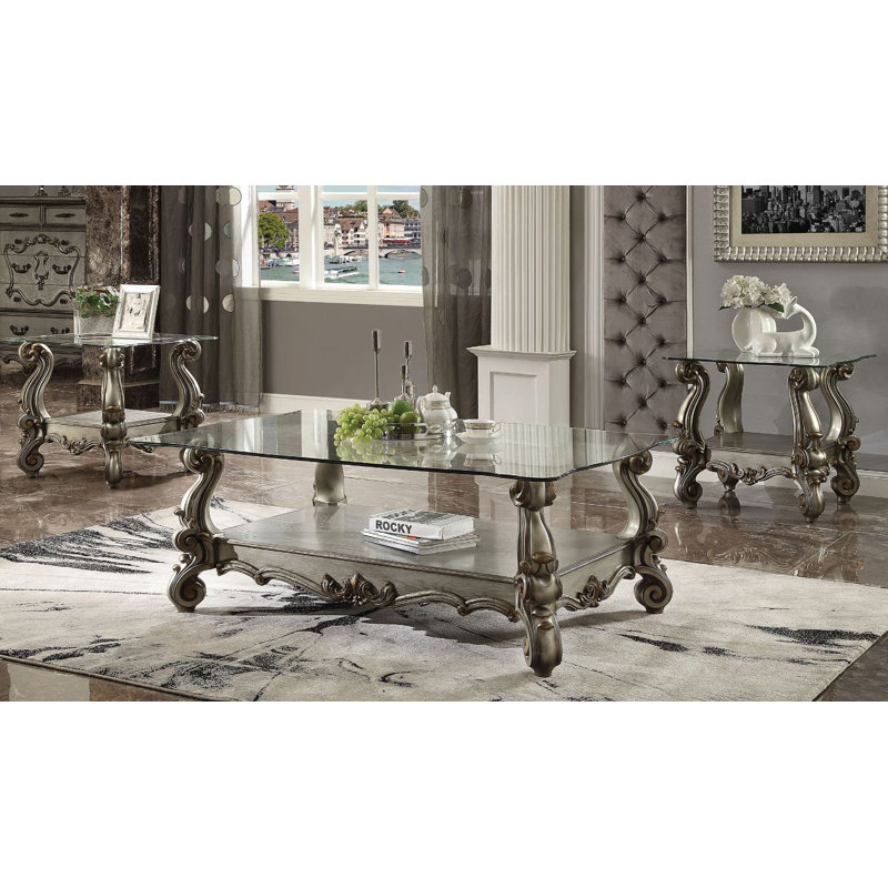 Table basse à 4 pieds avec rangement Barnathan, Argent argent