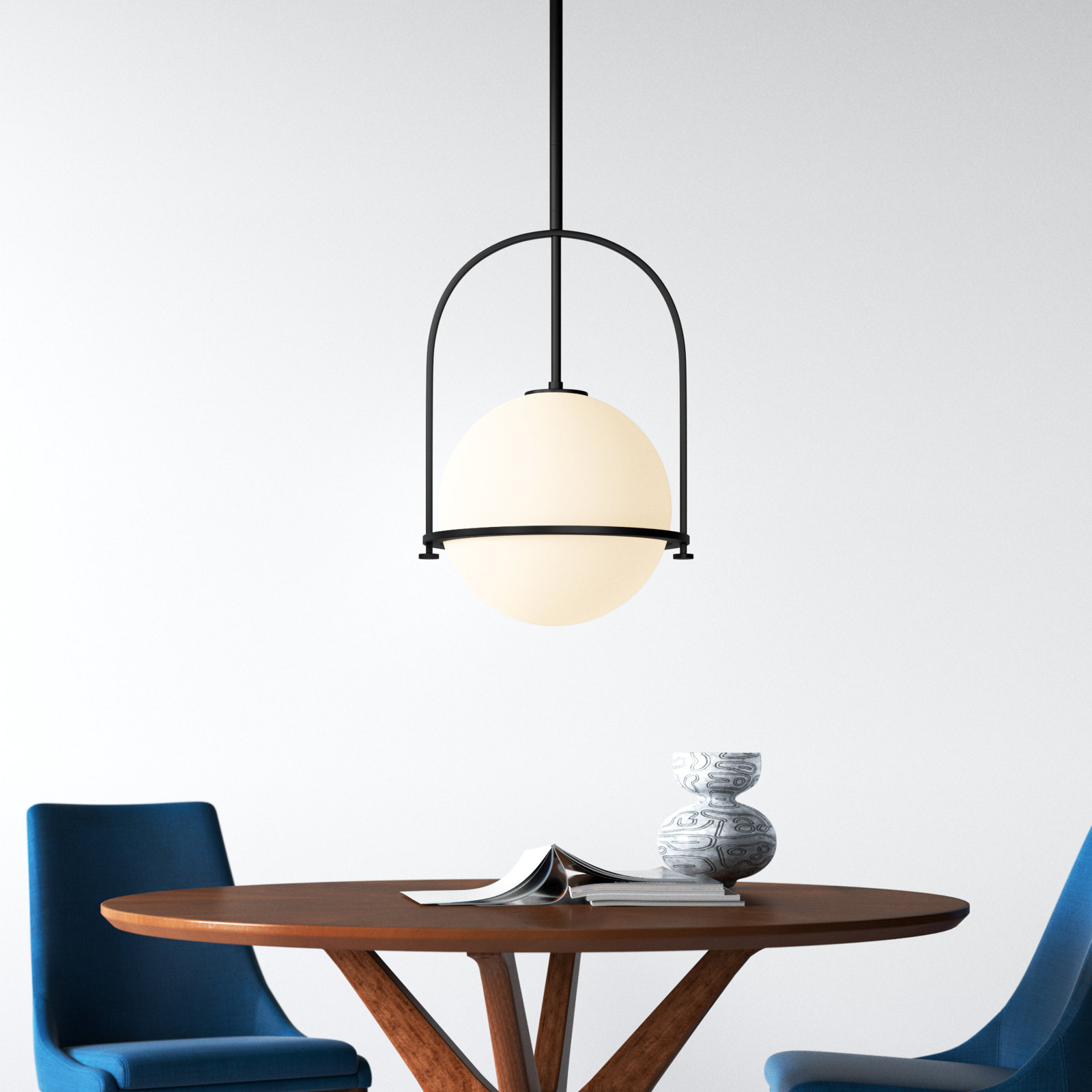 Arie Dimmable Single Light Pendant, Black, 23" H x 15.5" W x 15.5" D
