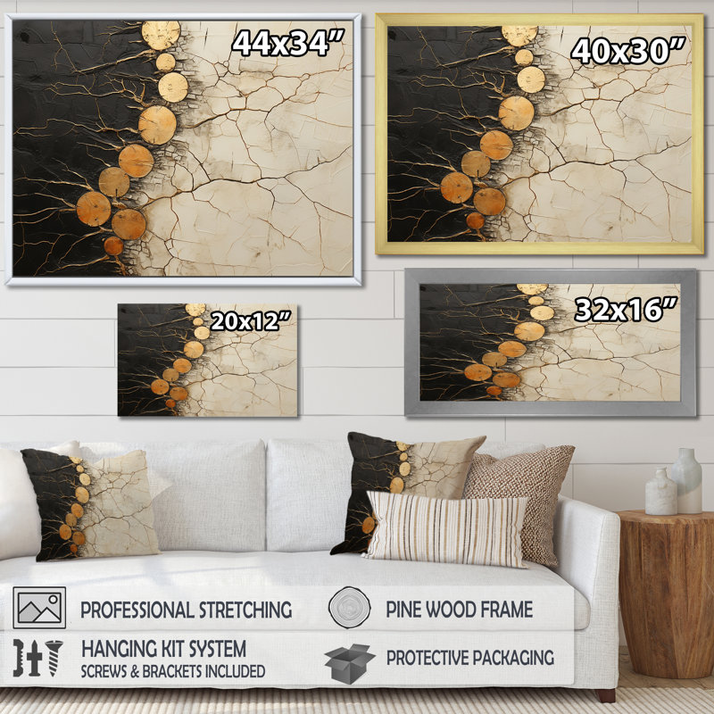 «Black Gold Ororned Poteries IV» sur impression sur toile, Toile tendue, H 30 po x l 40 po