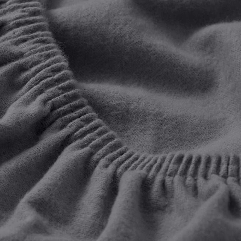 Drap-housse en flanelle de coton, Gris, Drap-housse de taille simple