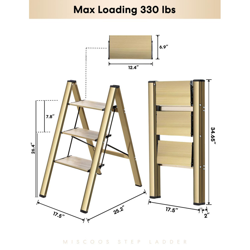 3-Step Aluminum Lightweight Folding Step Stool