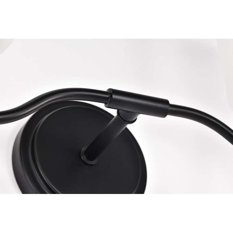 Coiffeuse Lawrie - verre opale Lawrie, H 9,63 po x l 16 po x P 6,5 po, Noir mat, Deux lumières