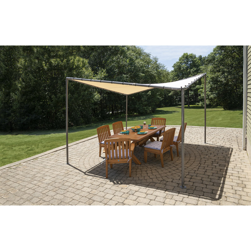 10x10 Del Ray Gazebo Canopy Charcoal Frame Tan Cover