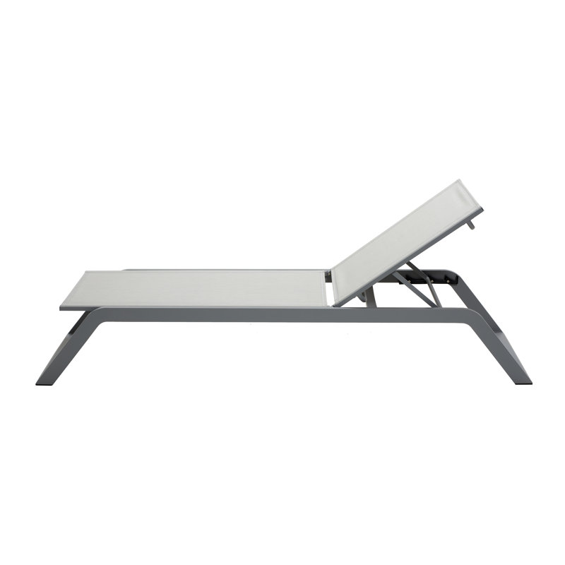 Siesta 80.8” Long Reclining Single Chaise with Cushions, Light Gray