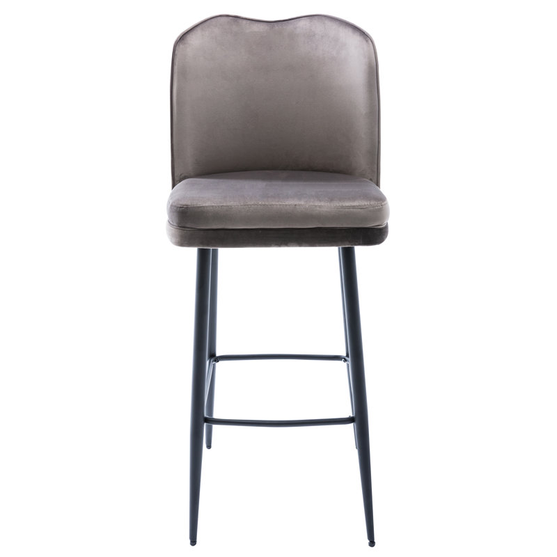 Henline Upholstered Counter Stool with Metal Frame, Grey