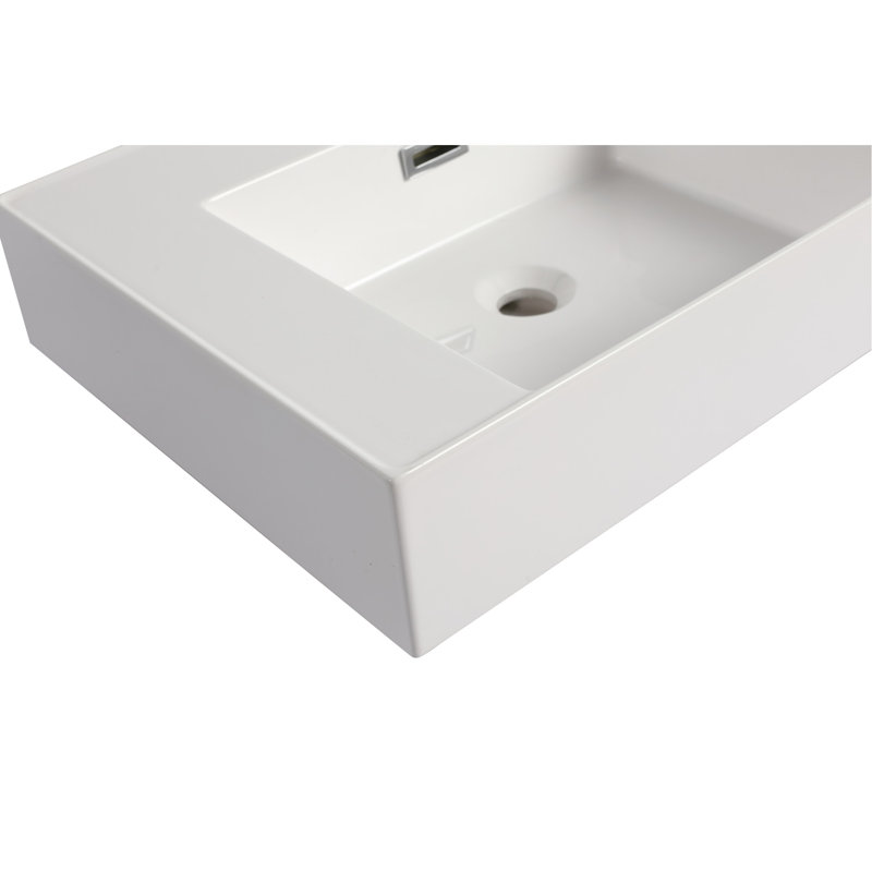 Lavabo de salle de bain en résine - touche chêne blanc américain, 23,88 po Profondeur x 17,93 po, largeur 4,98 po, poids du produit 39,22 lb