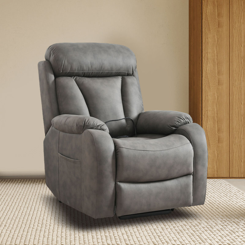 Fauteuil inclinable électrique avec repose-pieds Nicolay, Polyester gris foncé