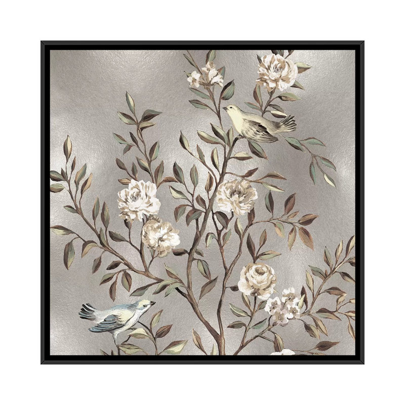 Chinoiserie I - Impression sur toile tendue, H 18 po x l 18 po x P 1,5 po, Toile avec cadre noir, Pas de tapis