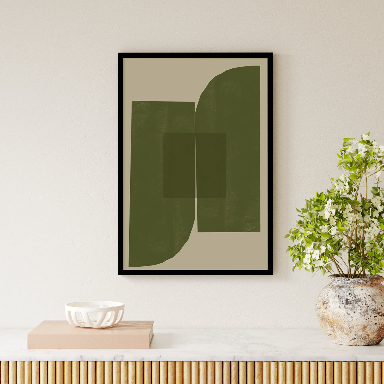 Percey "Green Composition 2" Print, Black, 33" H x 23" W
