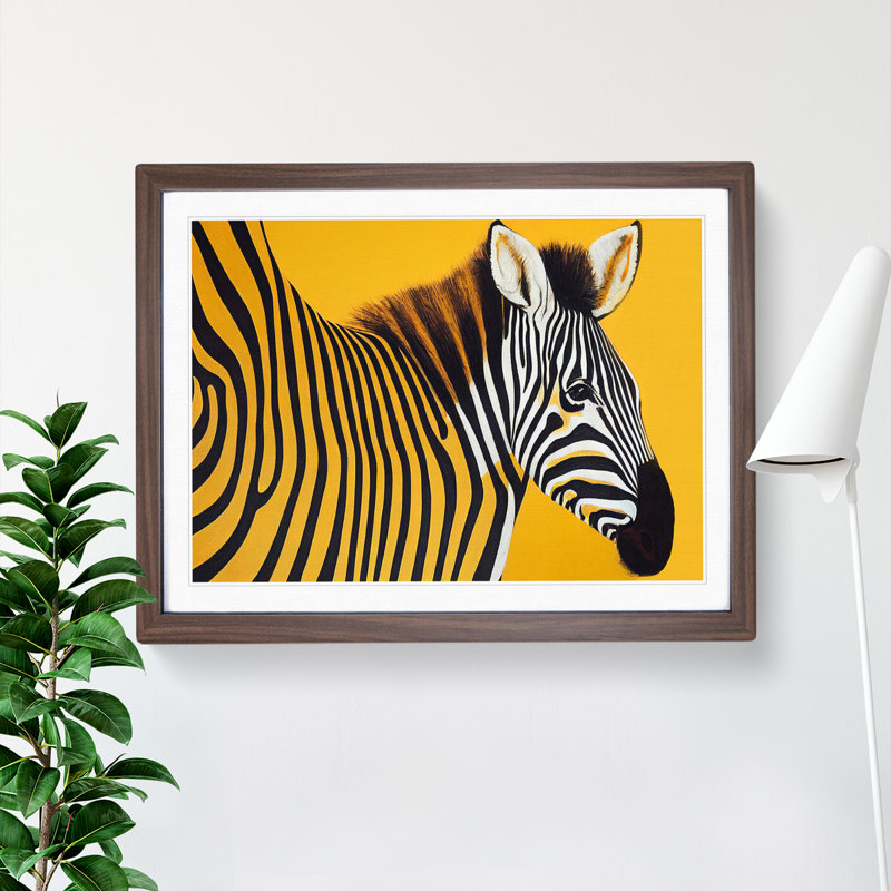 Zebra Vol.2 - Single Picture Frame Painting, 46cm H x 64cm W x 2cm D, Walnut