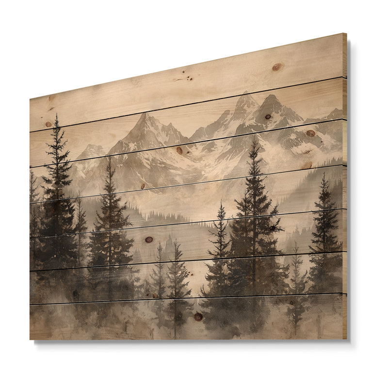 Décoration murale en bois Timber and Peaks Mountain Simplicity In Winter II - paysage de montagnes