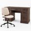 Bureau de ferme avec fauteuil pivotant en bois cintré-131986868-132234675