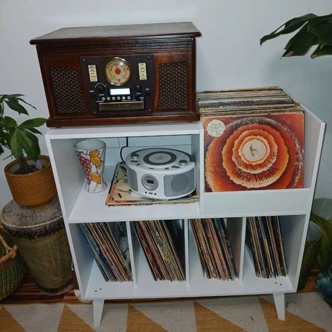 Large Record Player Stand - Oak