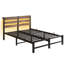 Structure de lit rustique en métal brun avec tête de lit en bois. Lumières, rangement. Robuste, silencieux, sans sommier. Convient à toutes les catégories de matelas: lit de tête de lit double, très résistant, à ressorts, silencieux-118082809-118082811
