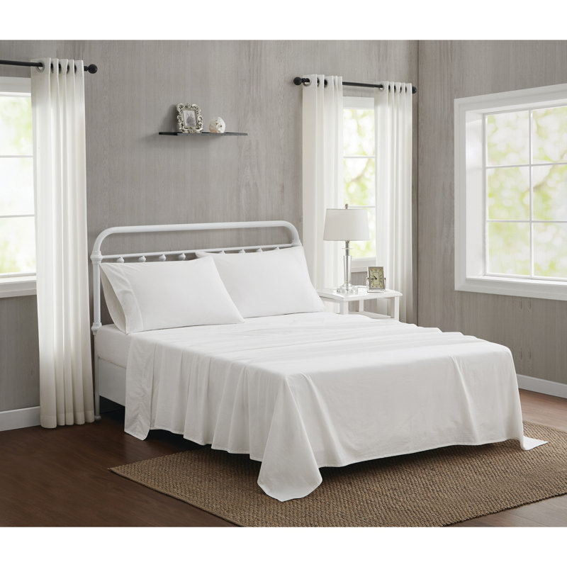 The Farmhouse by Rachel Ashwell Washed Cotton Sheet Set, Queen Sheet Set with 2 Pillowcases, White