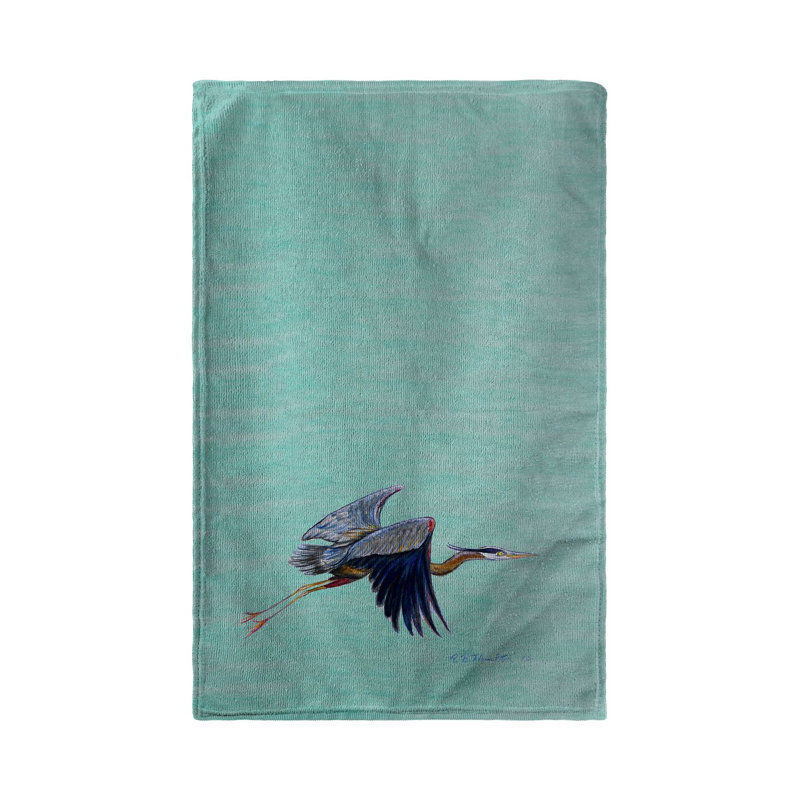 Serviette de cuisine héron de eddie, Vert pâle / bleu / brun