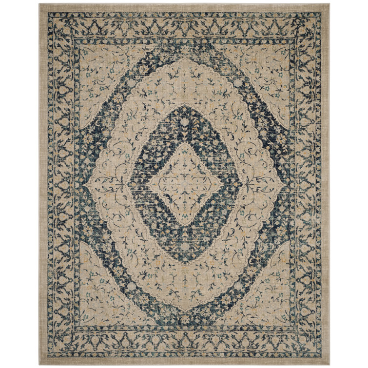 Annette Oriental Beige/Navy Area Rug