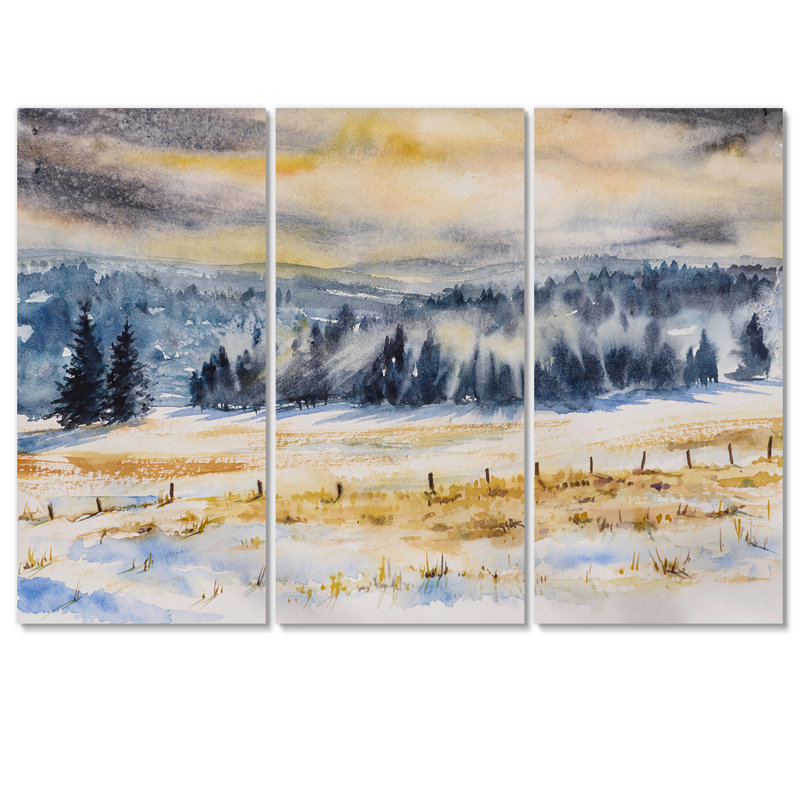 «Winter Landscape With Snowy Trees - Country», reproduction d'art sur toile, H 32 po x l 48 po x P 1 po