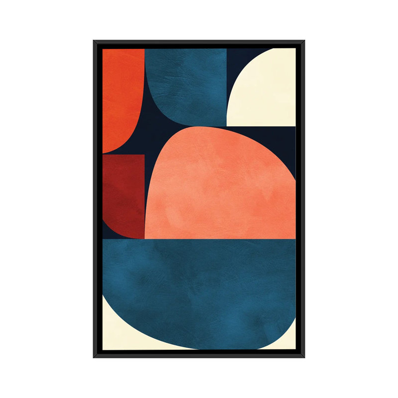 «Mid Century Modern X» par Ana Rut Bré - impression d'art graphique, Toile avec cadre noir, Aucun mat