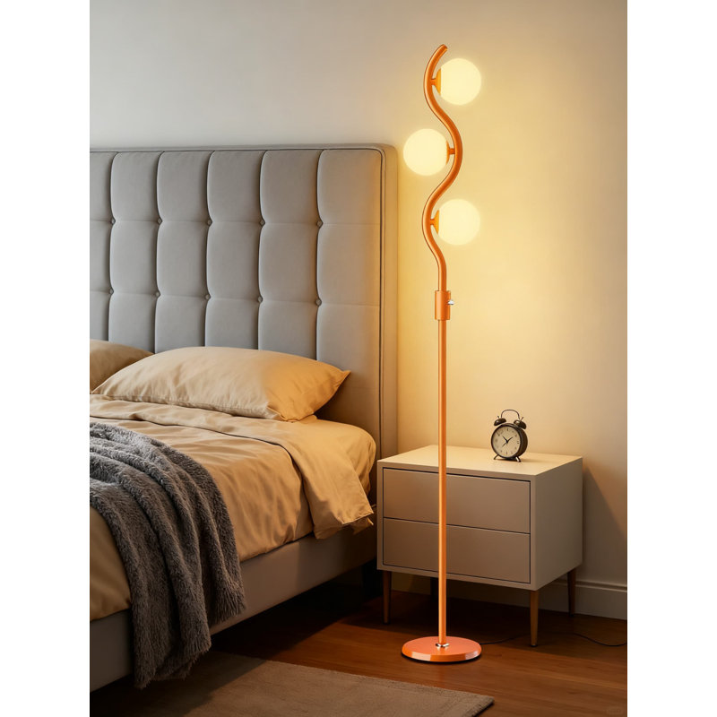 Lampe sur pied à intensité variable de style Mid-Century moderne avec 3 globes, lampe sur pied réglable à luminosité continue pour le salon, la chambre à coucher, le bureau, comprend 3 ampoules G9 et une base lestée stable