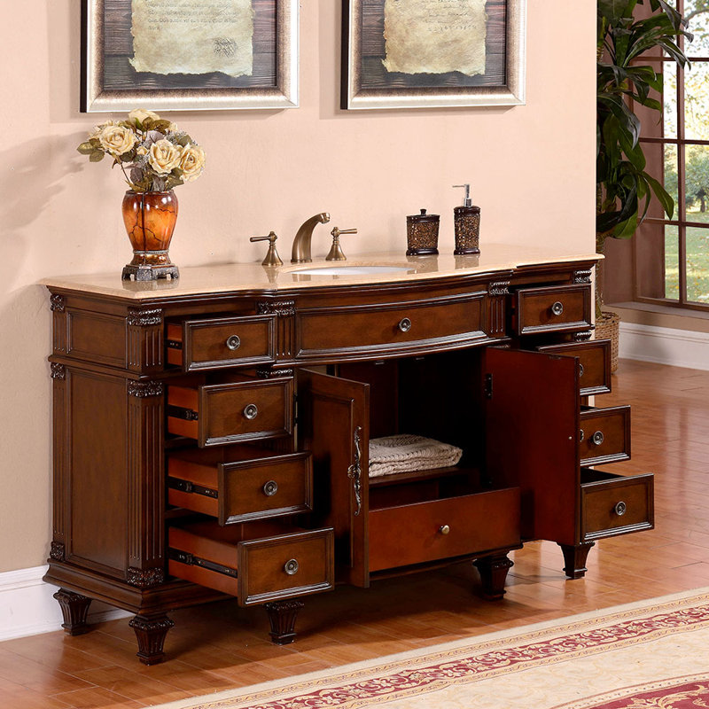 Ensemble de meuble-lavabo simple 60 po Albieris, Travertin