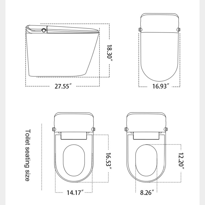 Toilettes à ouverture automatique, bidet intelligent compact et moderne en céramique ABS pour la maison