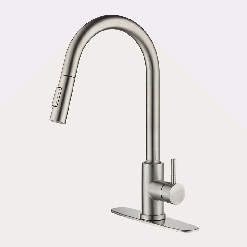 Robinet de cuisine tactile avec douchette extractible, Nickel brossé