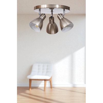 Lustre élégant en chrome, structure en métal, 11 x 6,7 pouces | Hauteur totale: 7,9 pouces, plaque de base: 11,8 x 1,2 pouces | 3 x douilles E27 de 40 W maximum (ampoules non incluses) | Éclairage élégant pour le salon, la salle à manger et le vestibule