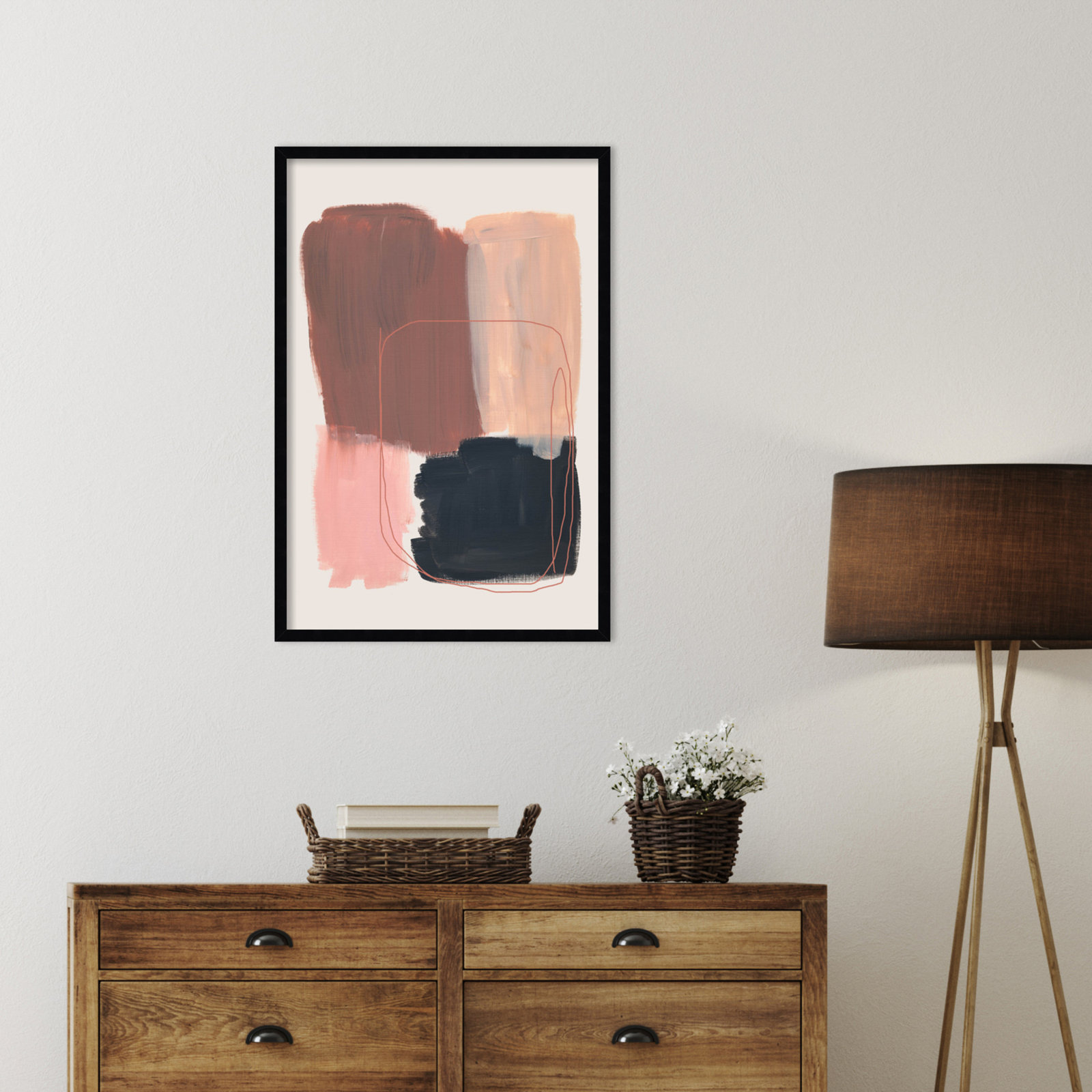 Rience "Abstract Brush Strokes 120" Print, Black, 33" H x 23" W