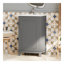 Petit meuble-lavabo moderne avec lavabo en céramique, grand rangement, 1 porte à fermeture en douceur