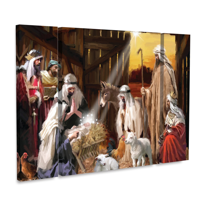 The Macneil Studio «Nativité», ensemble de 3 panneaux d'art, H 30 po x l 41 po x P 2 po