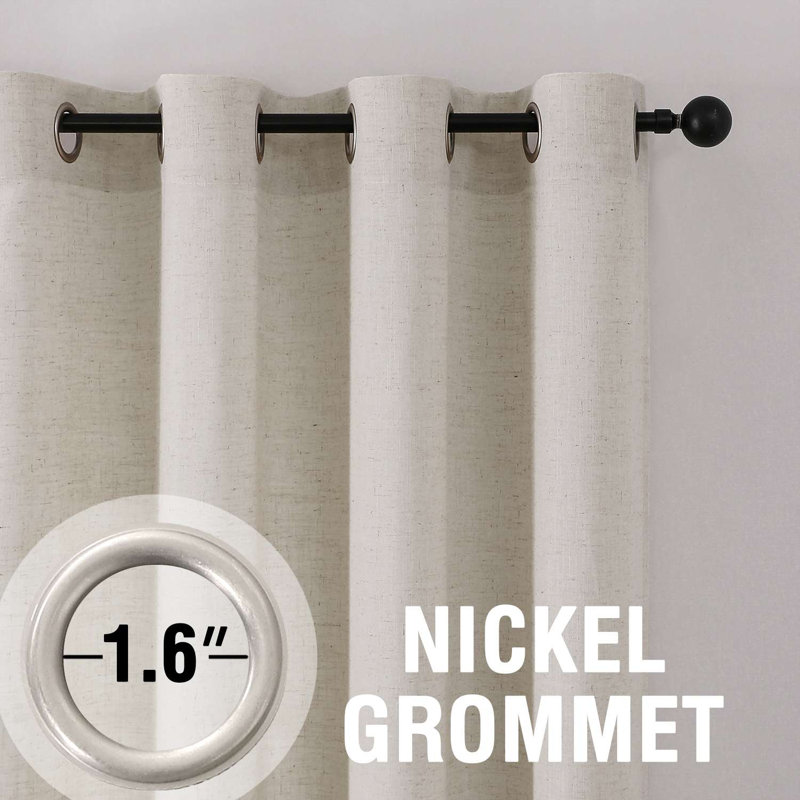 Linen Curtains for Living Room 2 Panel Set Neutral Modern Farmhouse Window Privacy Linen Fabric Drapes for Farmhouse Window Treatment Curtains