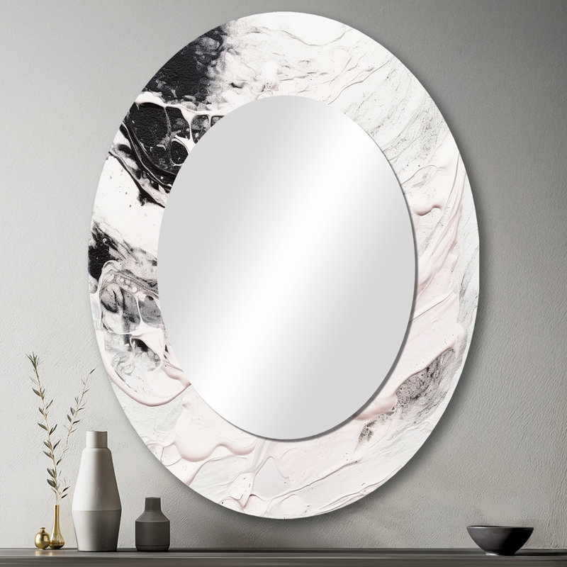 White Twist Watercolor II - Miroir mural ovale blanc, 43 po x 33 po